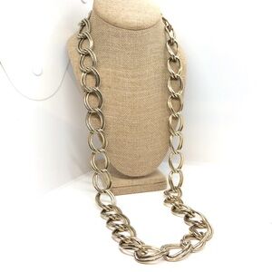 VINTAGE CHUNKY LONG GOLD TONE CURB CHAIN NECKLACE BELT 80S 90S STATEMENT MOBWIFE